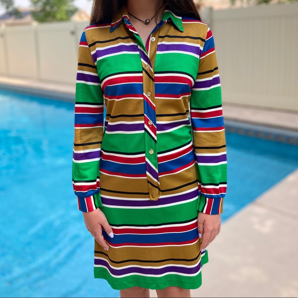Vintage Striped Shirt Dress